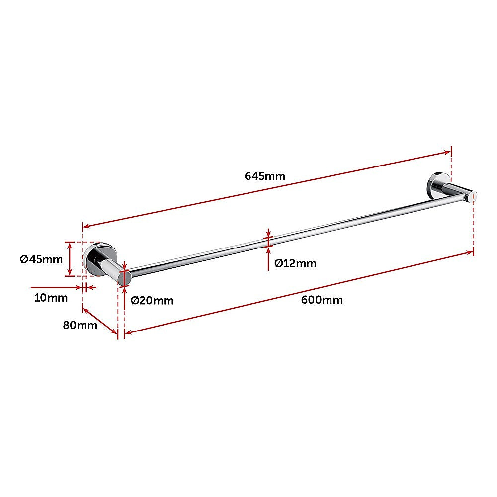 Classic Chrome Towel Bar Rail Bathroom - Melbourne Home & Living