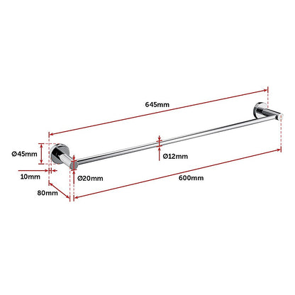 Classic Chrome Towel Bar Rail Bathroom - Melbourne Home & Living