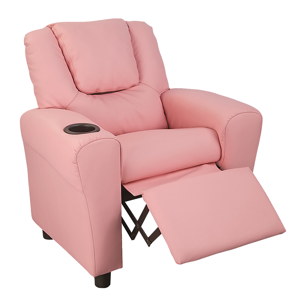 PU Leather Kids Recliner with Drink Holder - Melbourne Home & Living