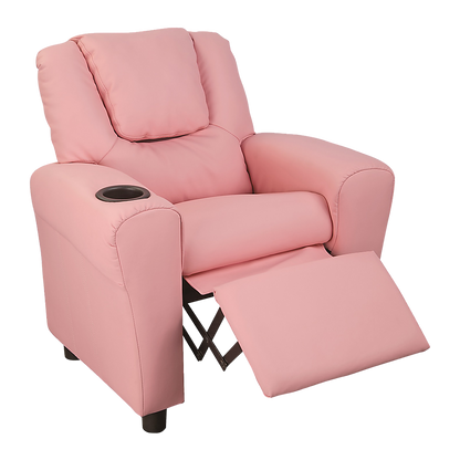 PU Leather Kids Recliner with Drink Holder - Melbourne Home & Living