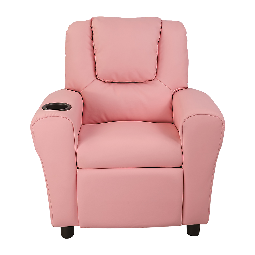 PU Leather Kids Recliner with Drink Holder - Melbourne Home & Living