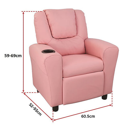 PU Leather Kids Recliner with Drink Holder - Melbourne Home & Living