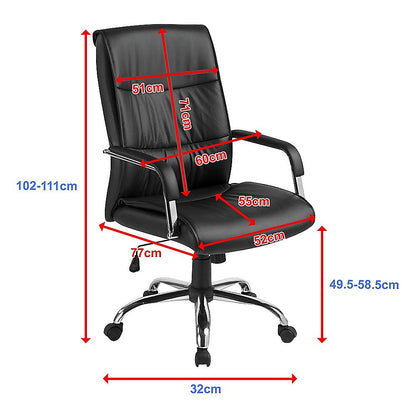 Executive Pu Leather Office Chair With Padded Seat In Classic Black