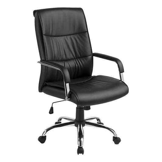 Executive Pu Leather Office Chair With Padded Seat In Classic Black