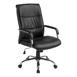 Executive Pu Leather Office Chair With Padded Seat In Classic Black
