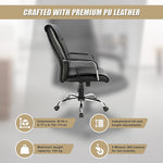 Executive Pu Leather Office Chair With Padded Seat In Classic Black