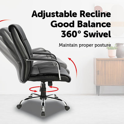 Executive Pu Leather Office Chair With Padded Seat In Classic Black