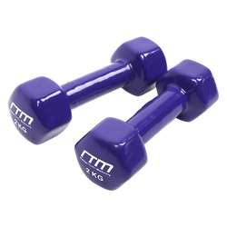 2Kg Dumbbells Pair Pvc Hand Weights Rubber Coated