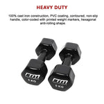 5Kg Dumbbells Pair Pvc Hand Weights Rubber Coated