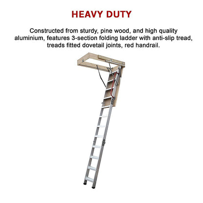 Deluxe Aluminium Attic Loft Ladder - 2700Mm To 3050Mm