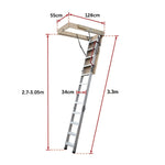 Deluxe Aluminium Attic Loft Ladder - 2700Mm To 3050Mm