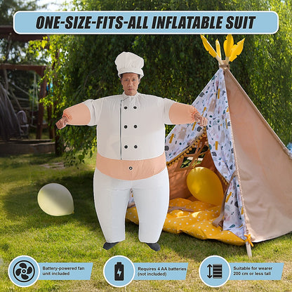 Chef Fancy Dress Inflatable Suit -Fan Operated Costume