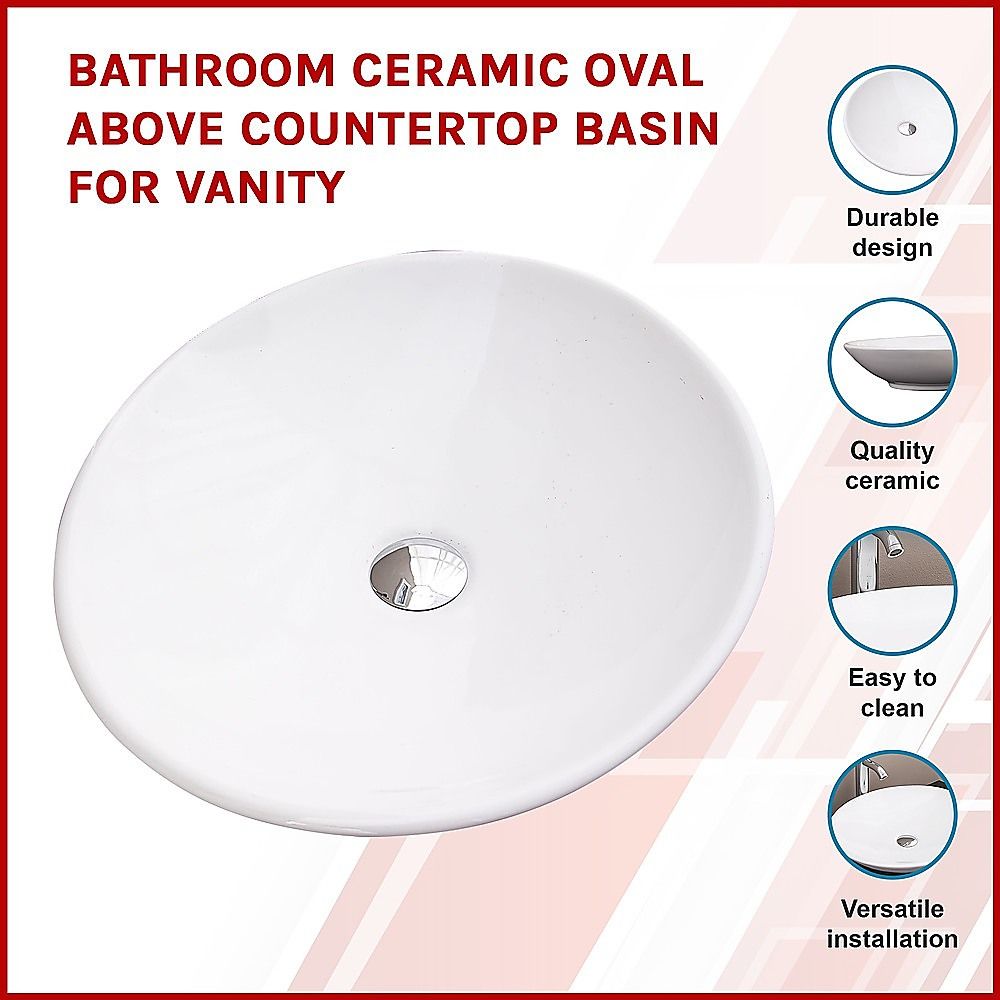 Bathroom Ceramic Oval Above Countertop Basin For Vanity