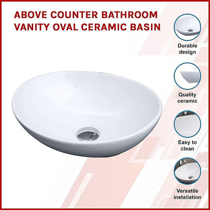 Above Counter Bathroom Vanity Oval Ceramic Basin