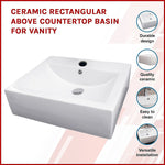Ceramic Rectangular Above Countertop Basin for Vanity