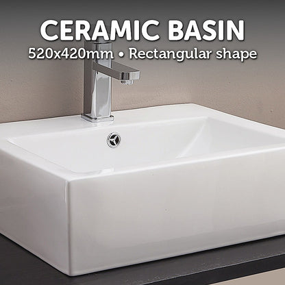 Ceramic Rectangular Above Countertop Basin For Vanity