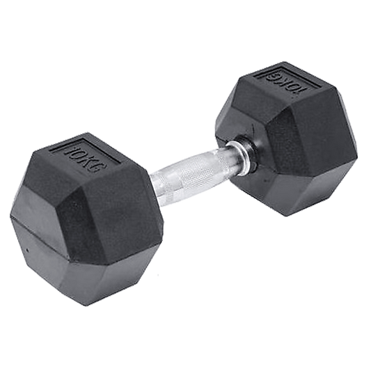 10Kg Commercial Rubber Hex Dumbbell Gym Weight