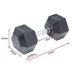 25Kg Commercial Rubber Hex Dumbbell Gym Weight