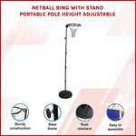 Netball Ring With Stand Portable Pole Height Adjustable