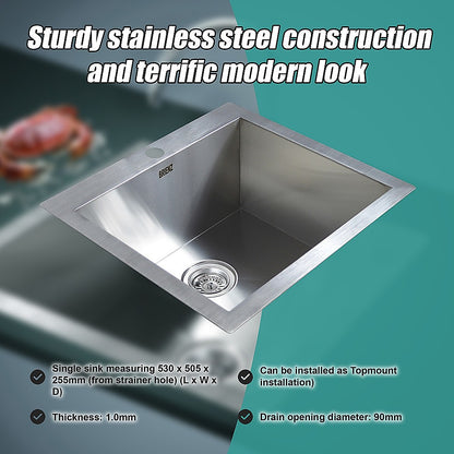 530X505Mm Handmade Stainless Steel Topmount