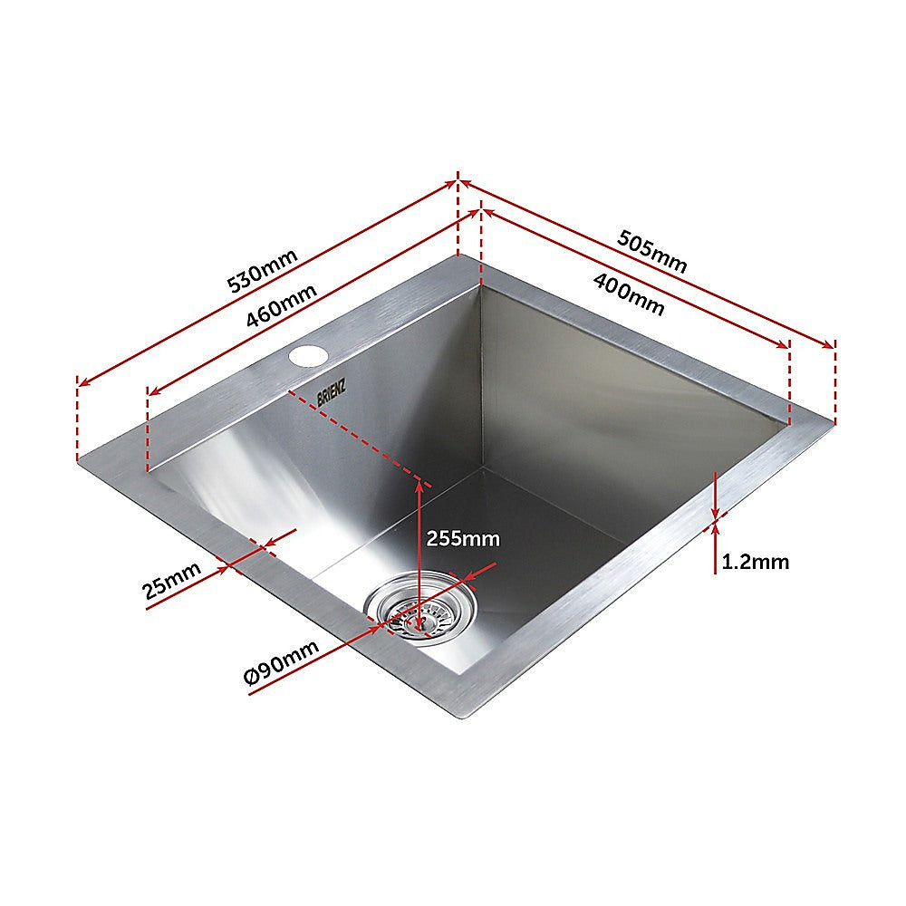 530X505Mm Handmade Stainless Steel Topmount
