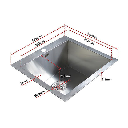 530X505Mm Handmade Stainless Steel Topmount