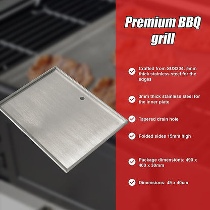 Stainless Steel Bbq Grill Hot Plate 49 X 40Cm Premium 304 Grade