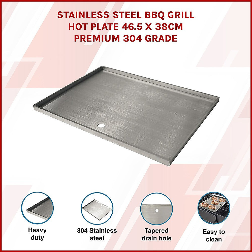 Stainless Steel Bbq Grill Hot Plate 46.5 X 38Cm Premium 304 Grade