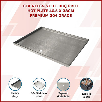 Stainless Steel Bbq Grill Hot Plate 46.5 X 38Cm Premium 304 Grade
