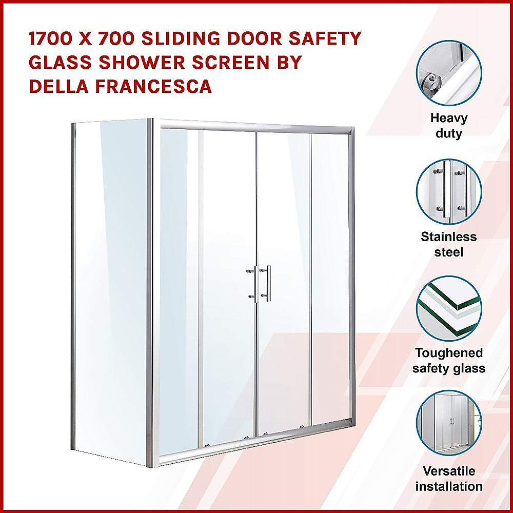 1700 X 700 Sliding Door Safety Glass Shower Screen
