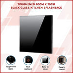 Toughened 60Cm X 75Cm Black Glass Kitchen Splashback