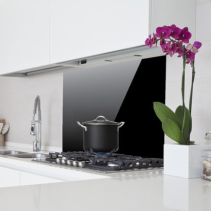 Toughened 90Cm X 75Cm Black Glass Kitchen Splashback