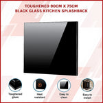 Toughened 90cm x 75cm Black Glass Kitchen Splashback