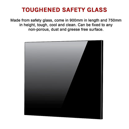 Toughened 90Cm X 75Cm Black Glass Kitchen Splashback