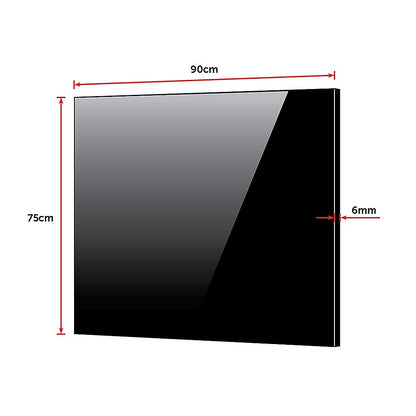 Toughened 90Cm X 75Cm Black Glass Kitchen Splashback