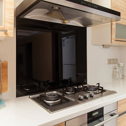 Toughened 90Cm X 70Cm Black Glass Kitchen Splashback