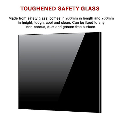 Toughened 90Cm X 70Cm Black Glass Kitchen Splashback