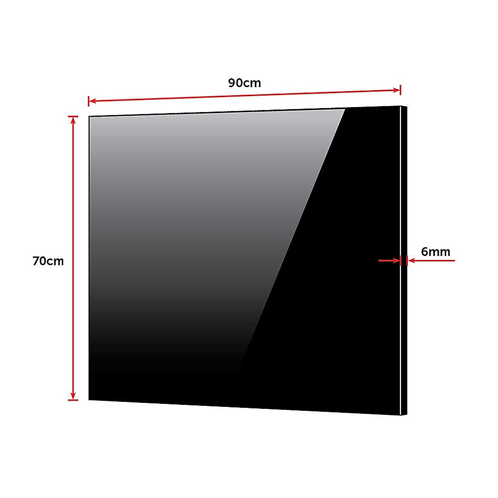 Toughened 90Cm X 70Cm Black Glass Kitchen Splashback