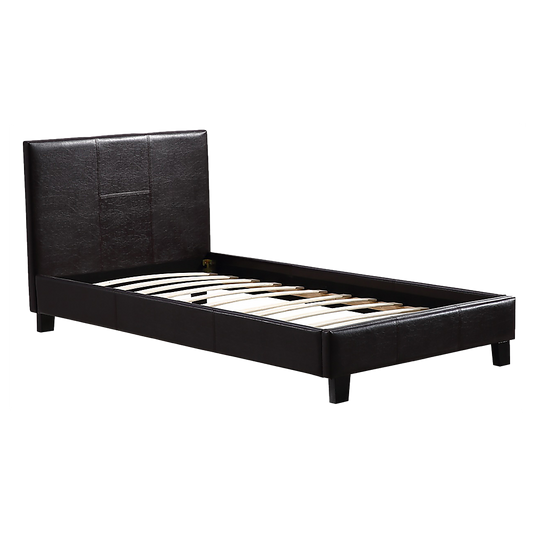 Single Pu Leather Bed Frame Brown