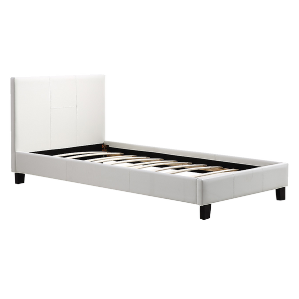  Single PU Leather Bed Frame White