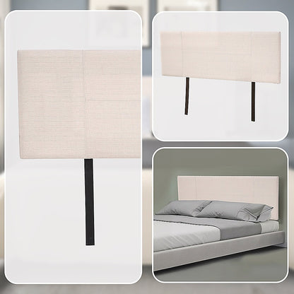 Linen Fabric Queen Bed Headboard Bedhead - Beige