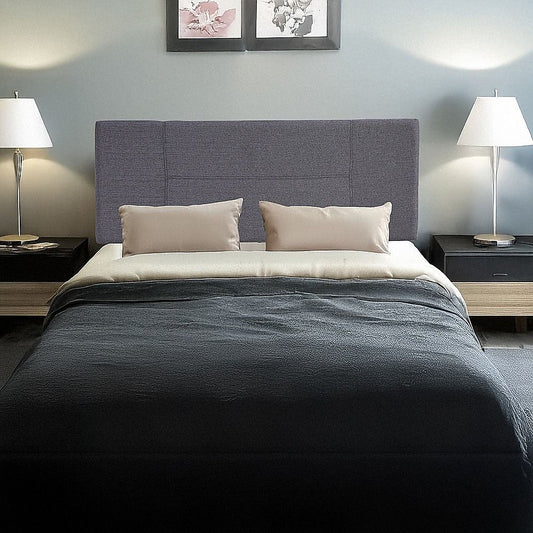 Linen Fabric Double Bed Headboard Bedhead - Grey