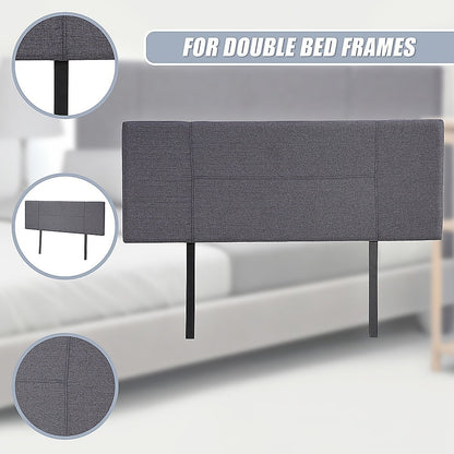 Linen Fabric Double Bed Headboard Bedhead - Grey