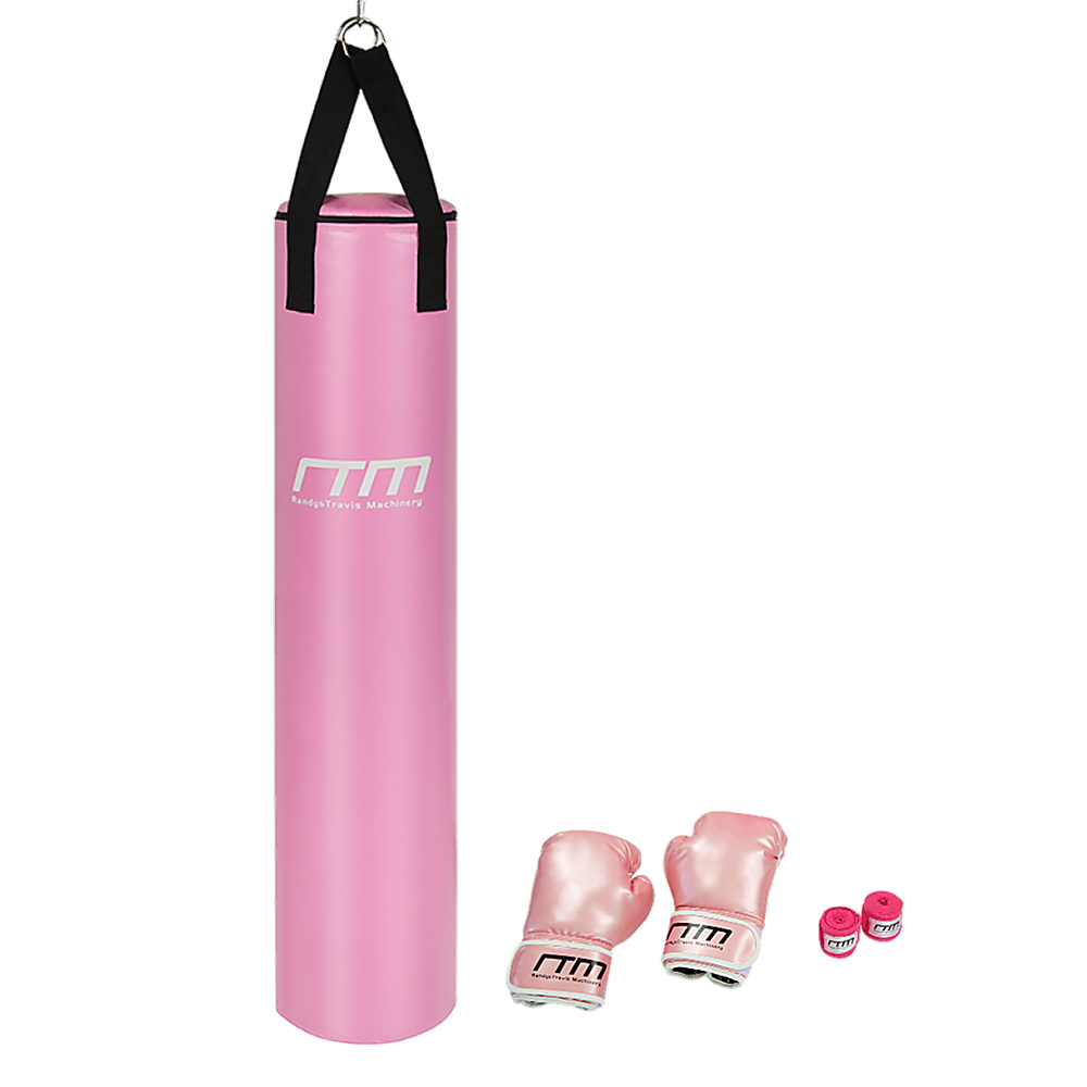 70Lb Red Heavy Bag Kit Punching Boxing Bag Gloves Hand Wraps