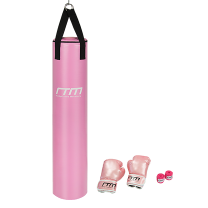 70Lb Red Heavy Bag Kit Punching Boxing Bag Gloves Hand Wraps