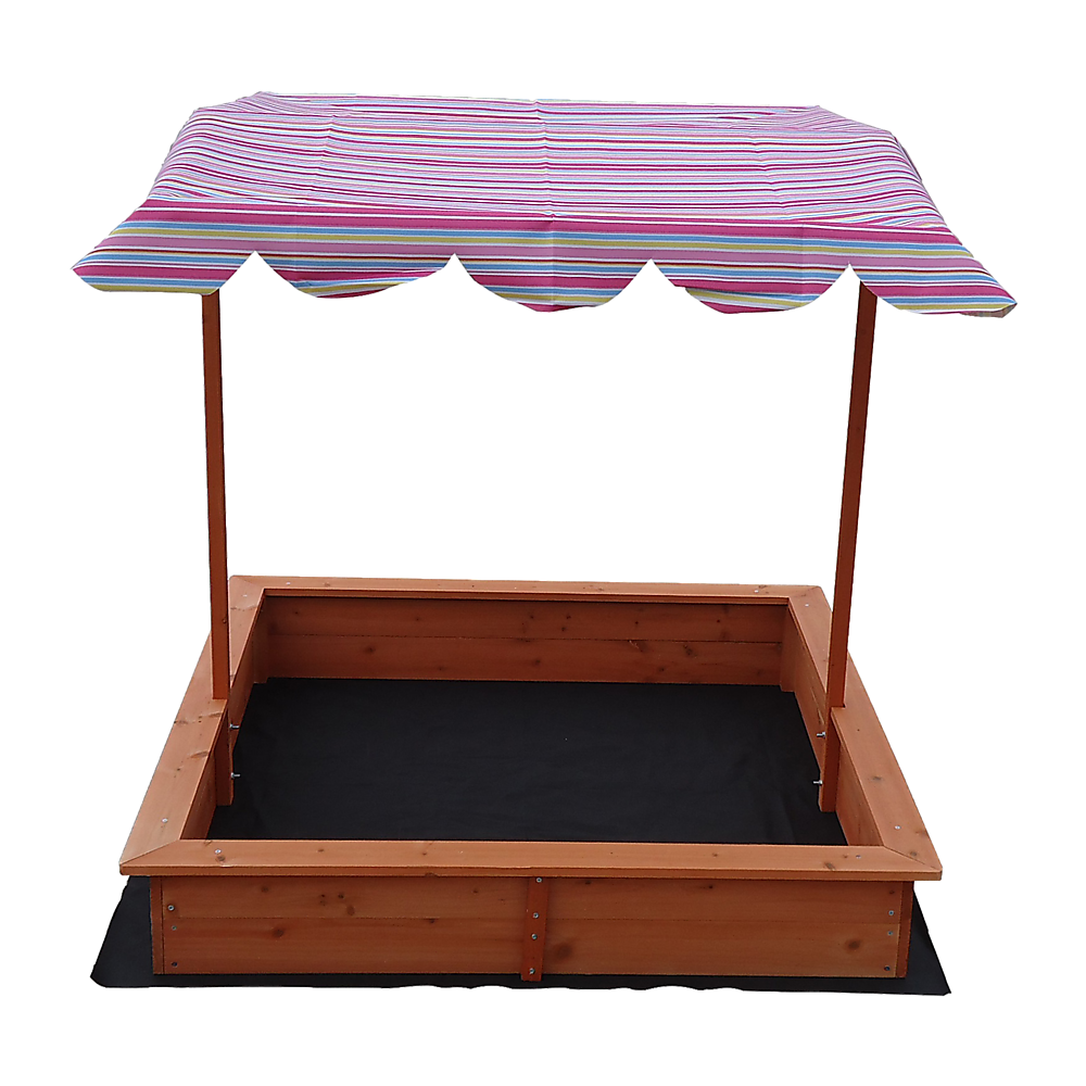Kids Wooden Toy Sandpit With Adjustable Canopy