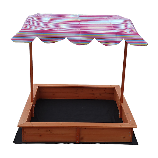 Kids Wooden Toy Sandpit With Adjustable Canopy