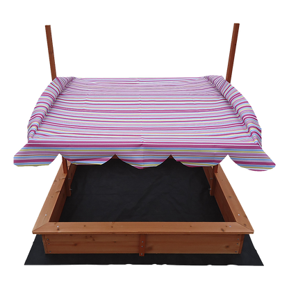 Kids Wooden Toy Sandpit With Adjustable Canopy