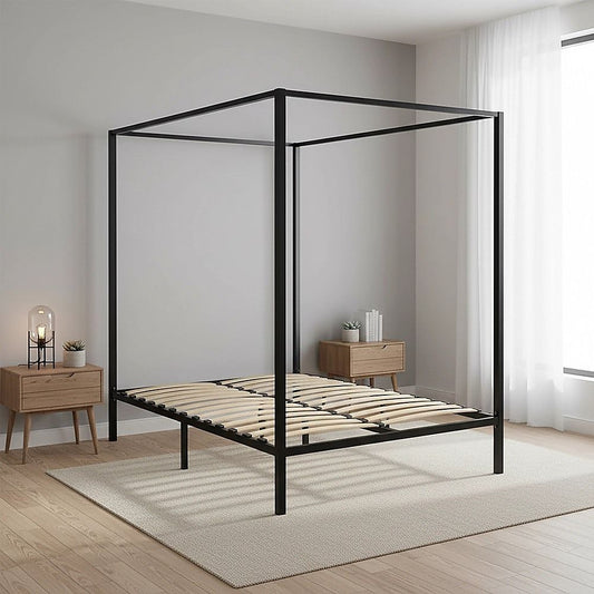 4 Four Poster Double Metal Bed Frame