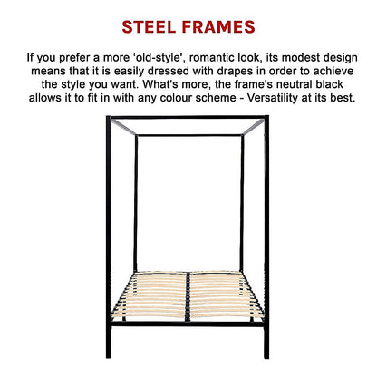 4 Four Poster Queen Metal Bed Frame